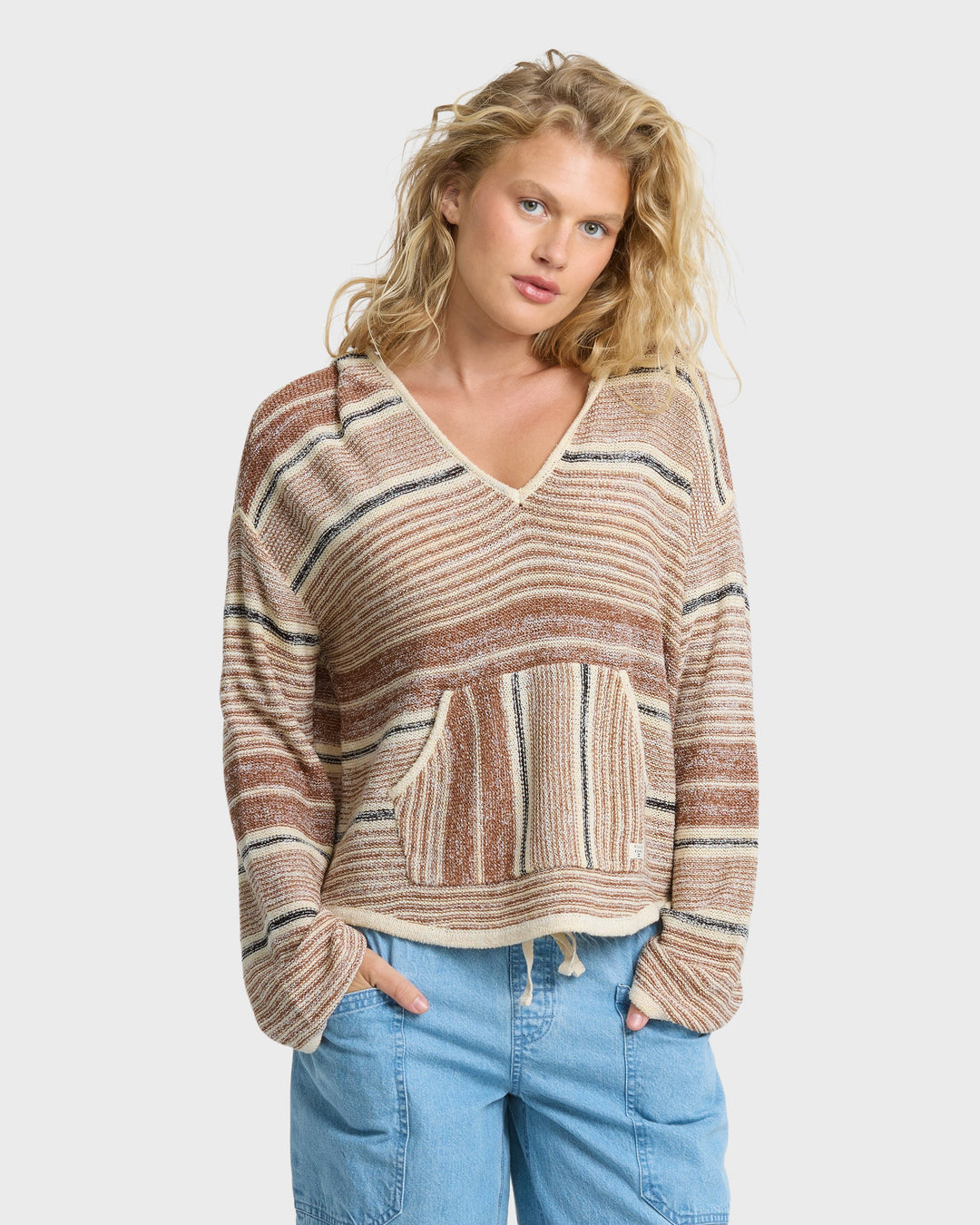 Billabong Women's Baja Beach Hooded Sweater - White / Brown - Sun Diego Boardshop