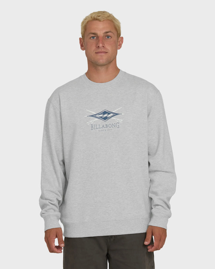 Billabong Men's Short Sands Crewneck Sweatshirt - Light Grey  Heather