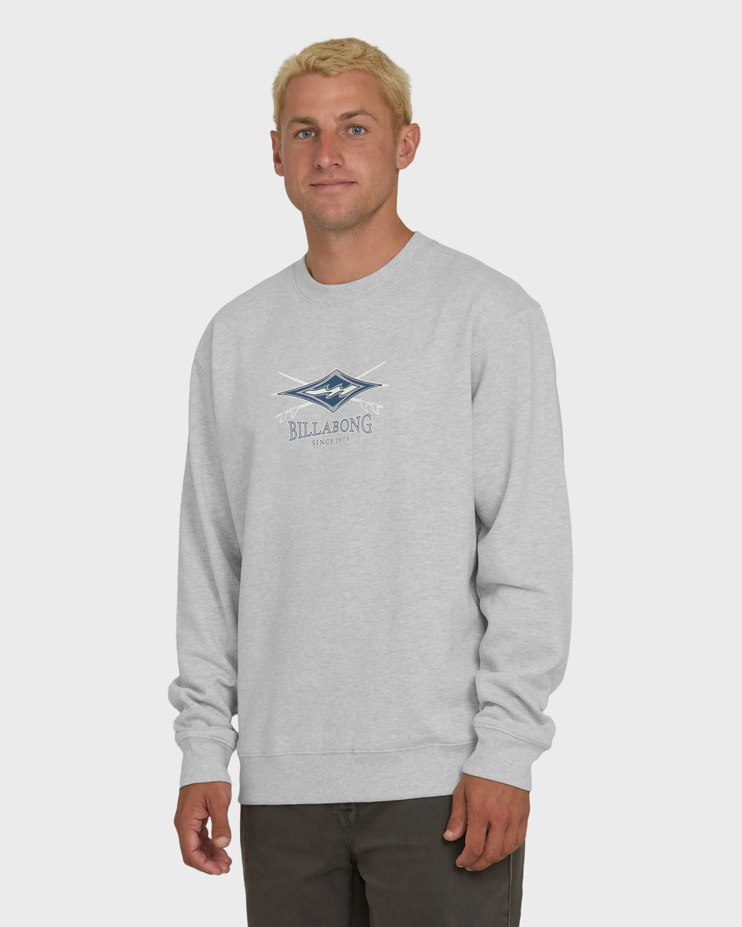 Billabong Men's Short Sands Crewneck Sweatshirt - Light Grey  Heather