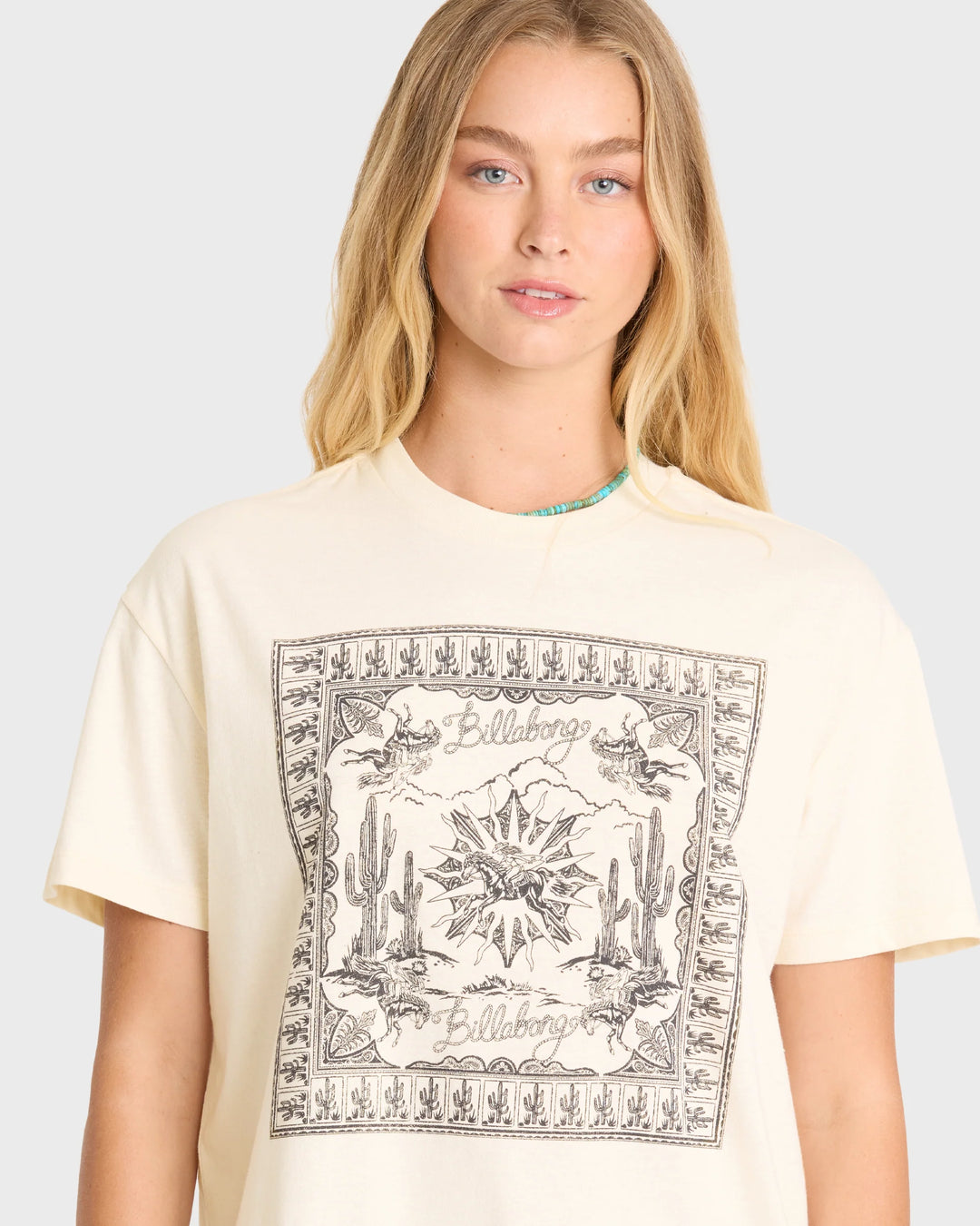 Billabong Women's Heading West Short Sleeve Knit T-Shirt - White Cap