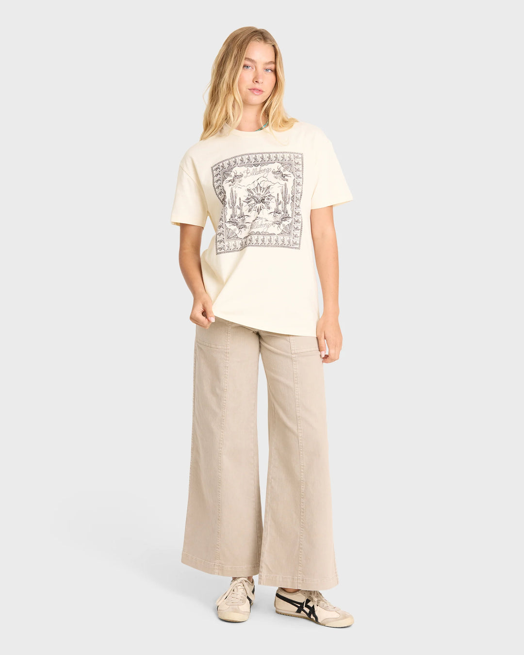 Billabong Women's Heading West Short Sleeve Knit T-Shirt - White Cap