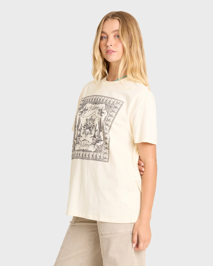 Billabong Women's Heading West Short Sleeve Knit T-Shirt - White Cap