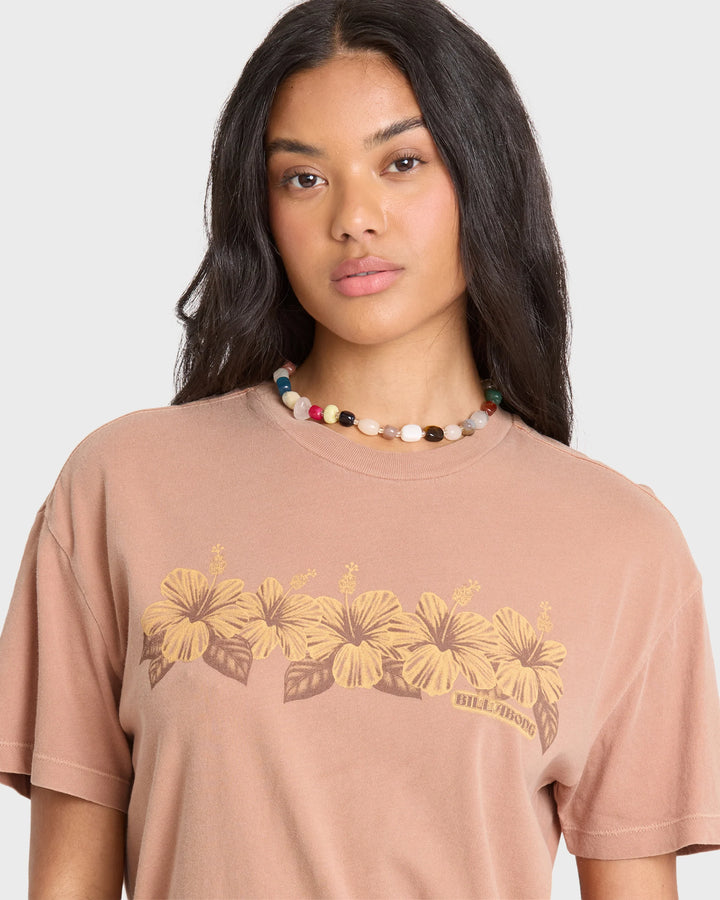 Billabong Women's Hello Sundown Short Sleeve Knit T-Shirt - Sugar Almond
