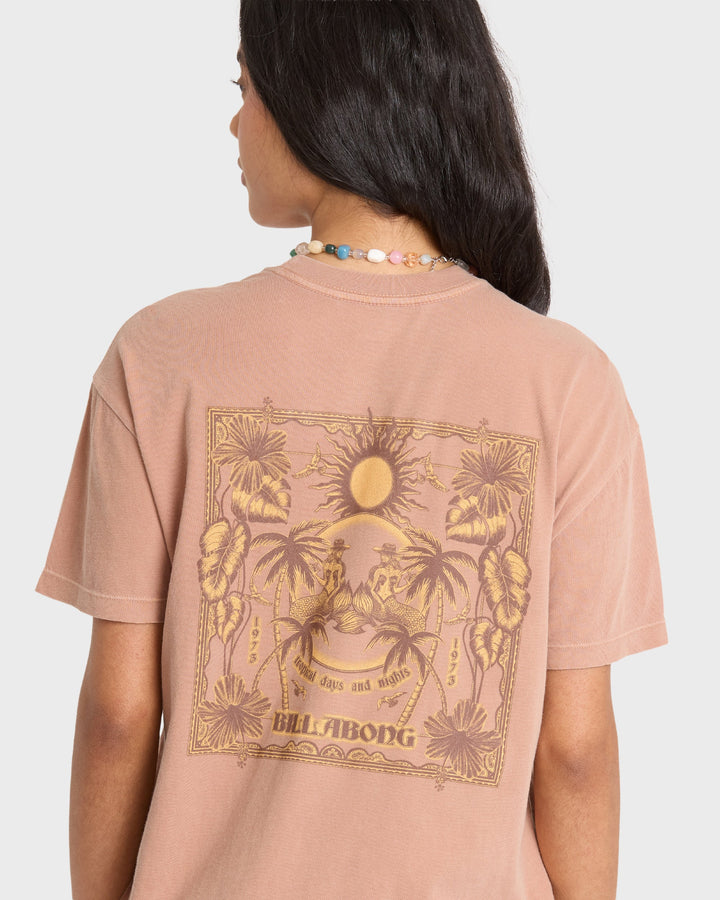 Billabong Women's Hello Sundown Short Sleeve Knit T-Shirt - Sugar Almond