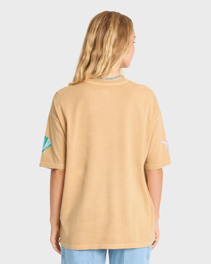 Billabong Women's Salty Since Short Sleeve Cotton Graphic T-Shirt - Curry