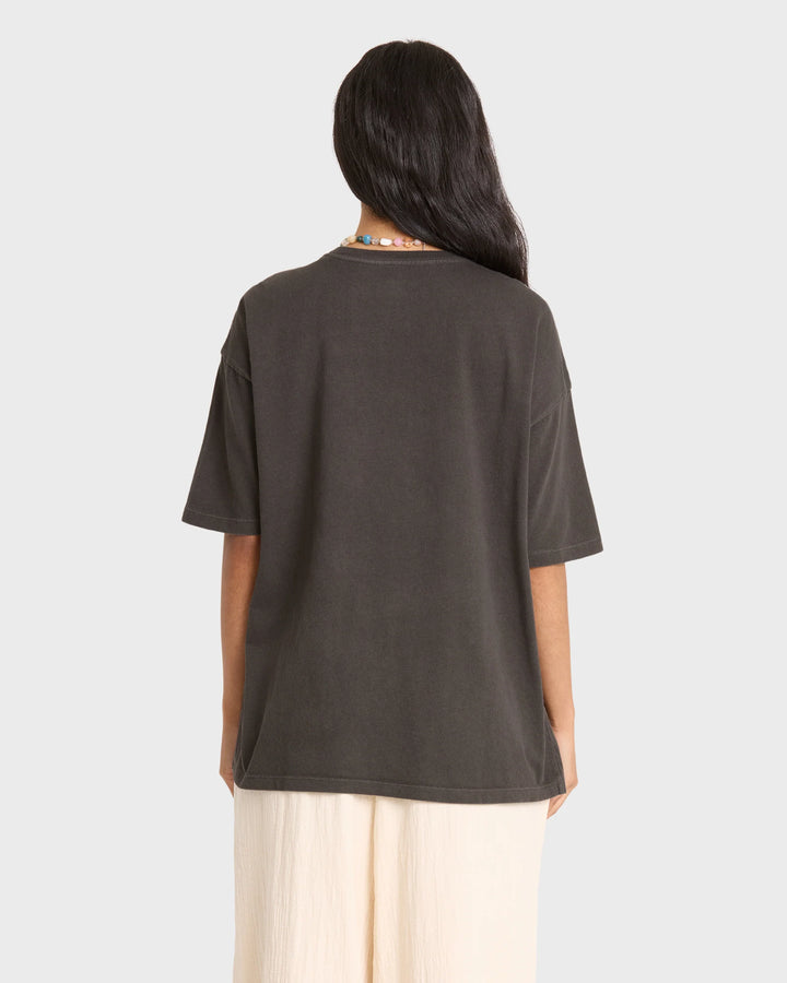Billabong Women's Tropical Filmore Short Sleeve Knit Graphic T-Shirt - Off Black