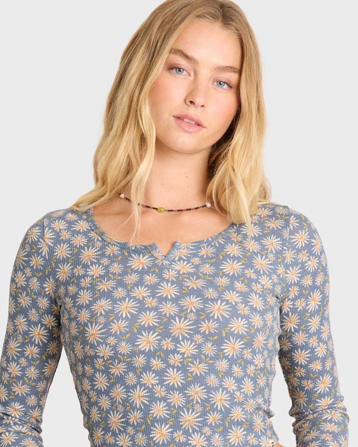 Billabong Women's Reese Long Sleeve Thermal Shirt - Blue Smoke - Sun Diego Boardshop