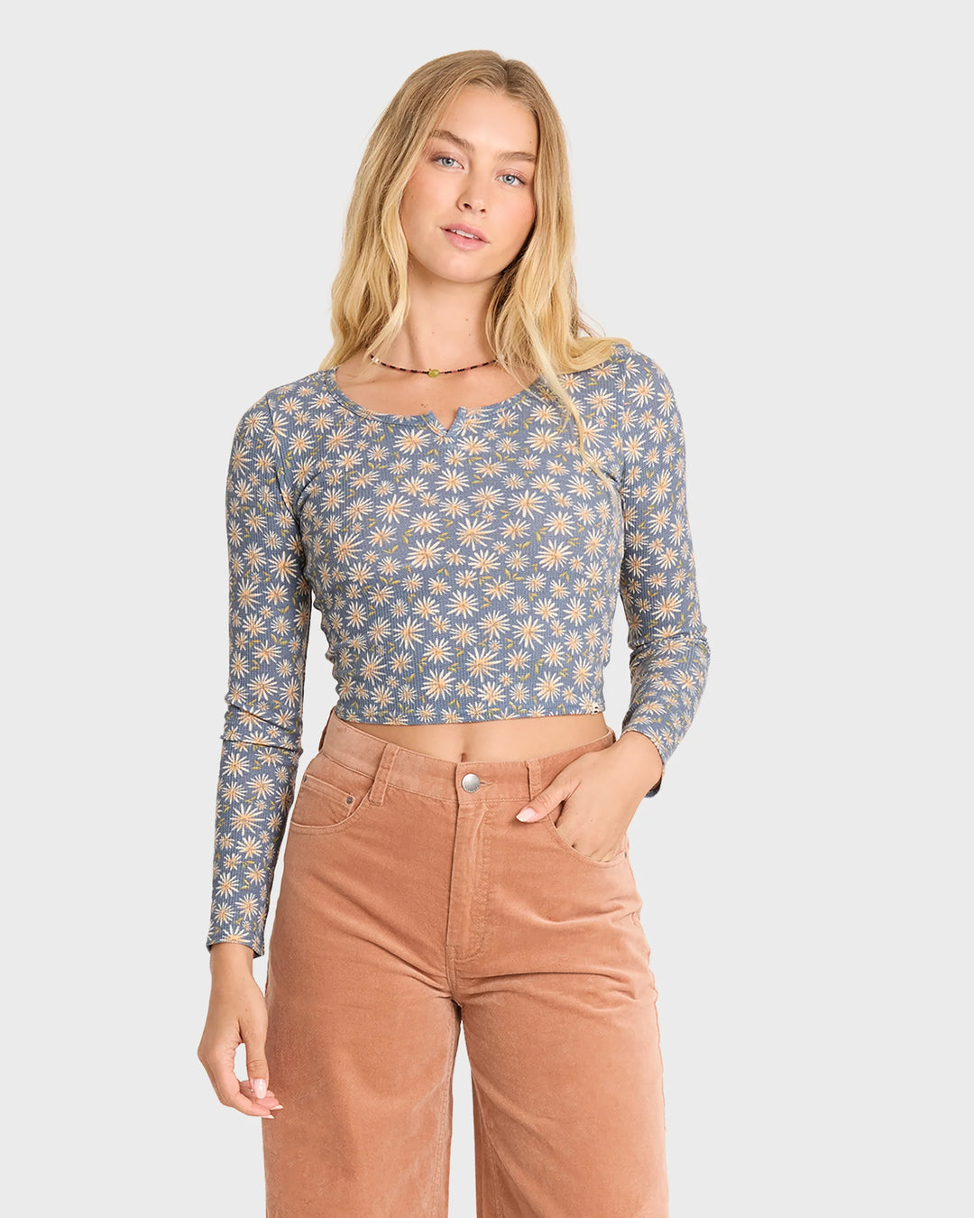 Billabong Women's Reese Long Sleeve Thermal Shirt - Blue Smoke - Sun Diego Boardshop