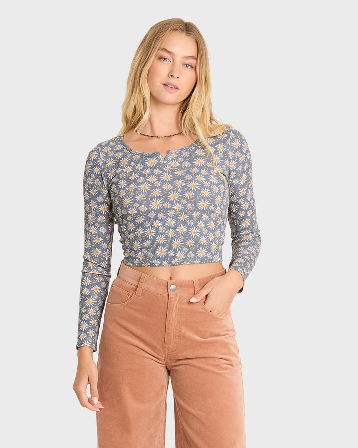 Billabong Women's Reese Long Sleeve Thermal Shirt - Blue Smoke - Sun Diego Boardshop