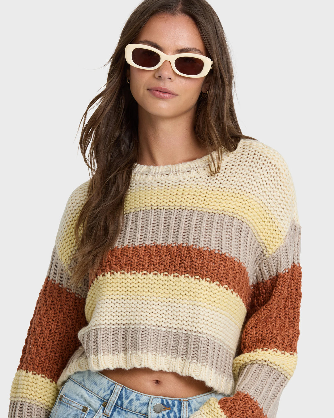 Billabong Women's Mix Up Crewneck Sweater - Cobblestone - Sun Diego Boardshop