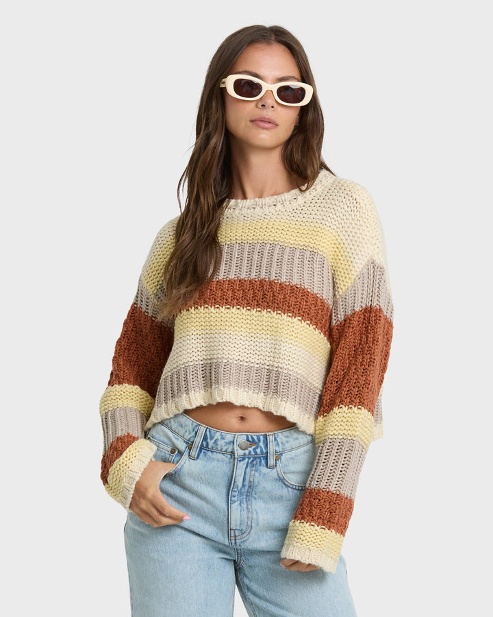 Billabong Women's Mix Up Crewneck Sweater - Cobblestone - Sun Diego Boardshop