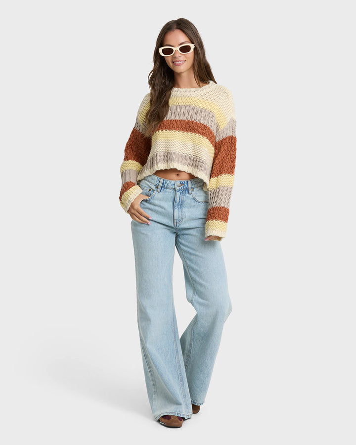 Billabong Women's Mix Up Crewneck Sweater - Cobblestone - Sun Diego Boardshop