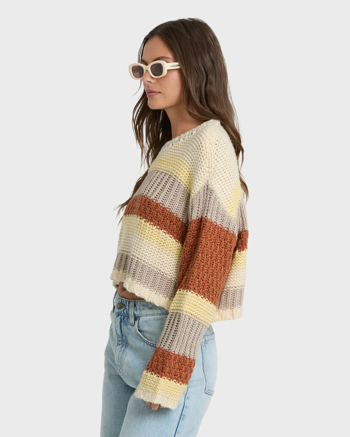 Billabong Women's Mix Up Crewneck Sweater - Cobblestone - Sun Diego Boardshop