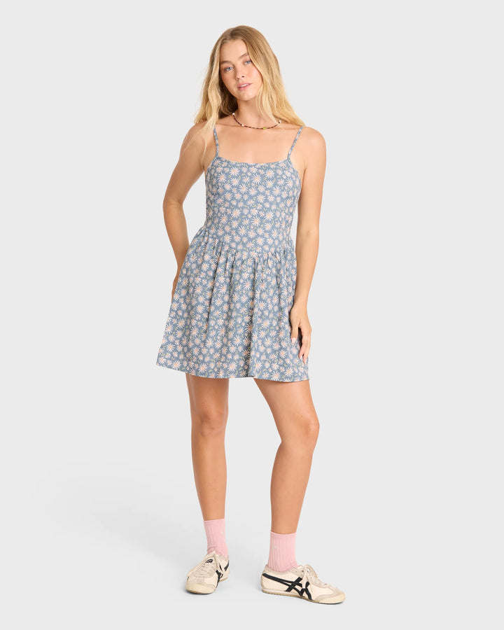 Billabong Women's Lil Florals Mini Dress - Blue Smoke - Sun Diego Boardshop