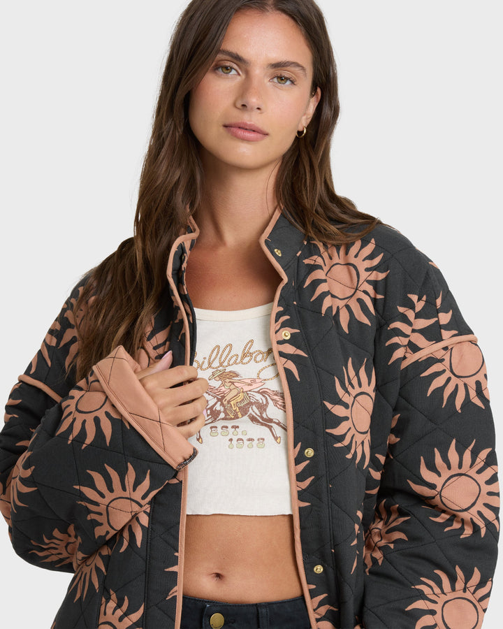 Billabong Women's Folk Story Quilted Jacket - Black Sands - Sun Diego Boardshop