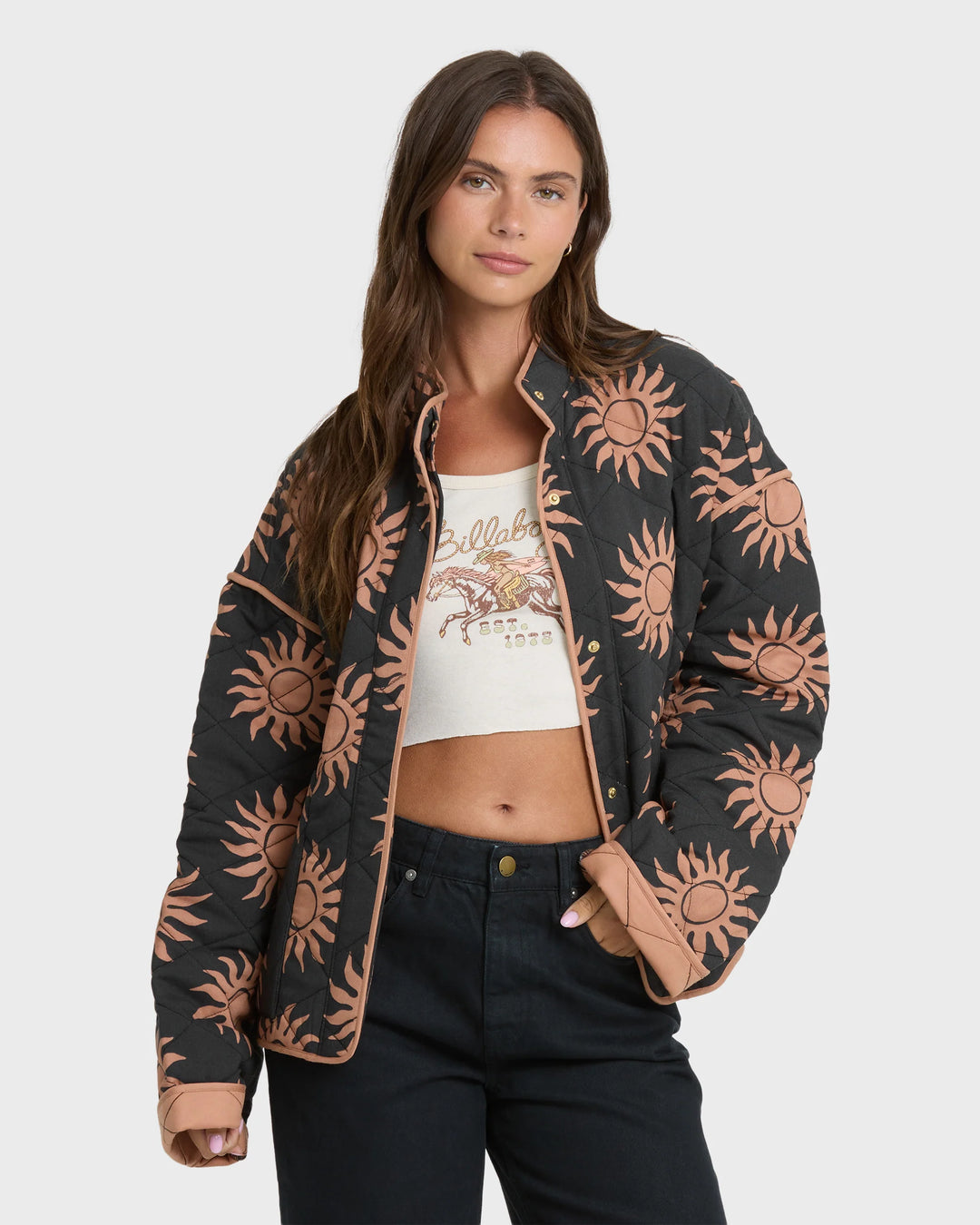 Billabong Women's Folk Story Quilted Jacket - Black Sands - Sun Diego Boardshop