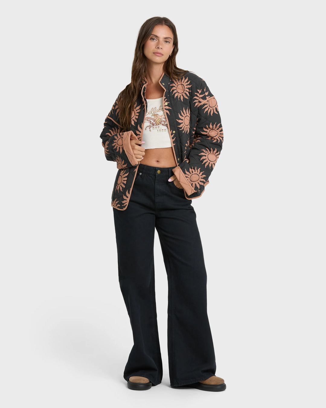 Billabong Women's Folk Story Quilted Jacket - Black Sands - Sun Diego Boardshop