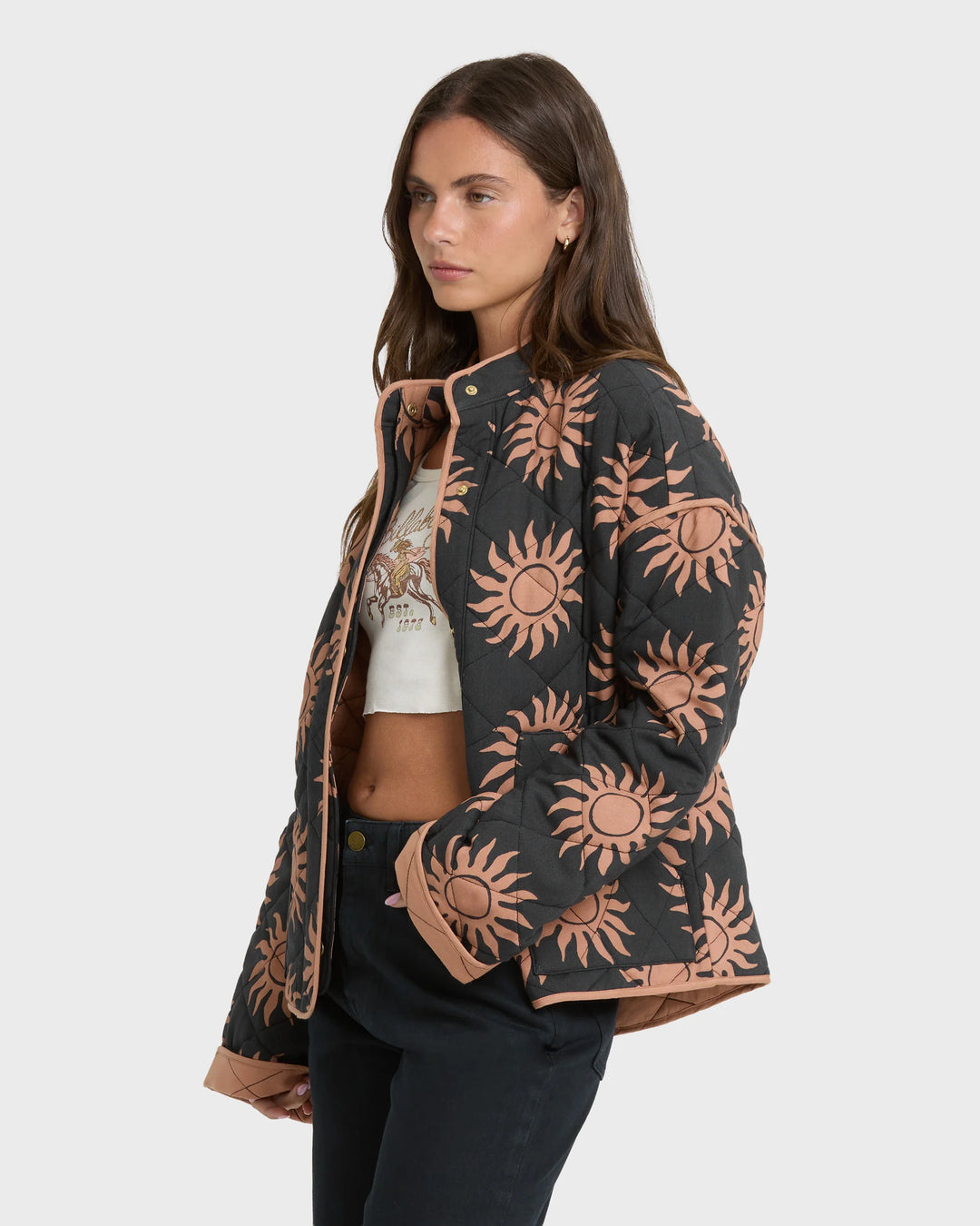 Billabong Women's Folk Story Quilted Jacket - Black Sands - Sun Diego Boardshop