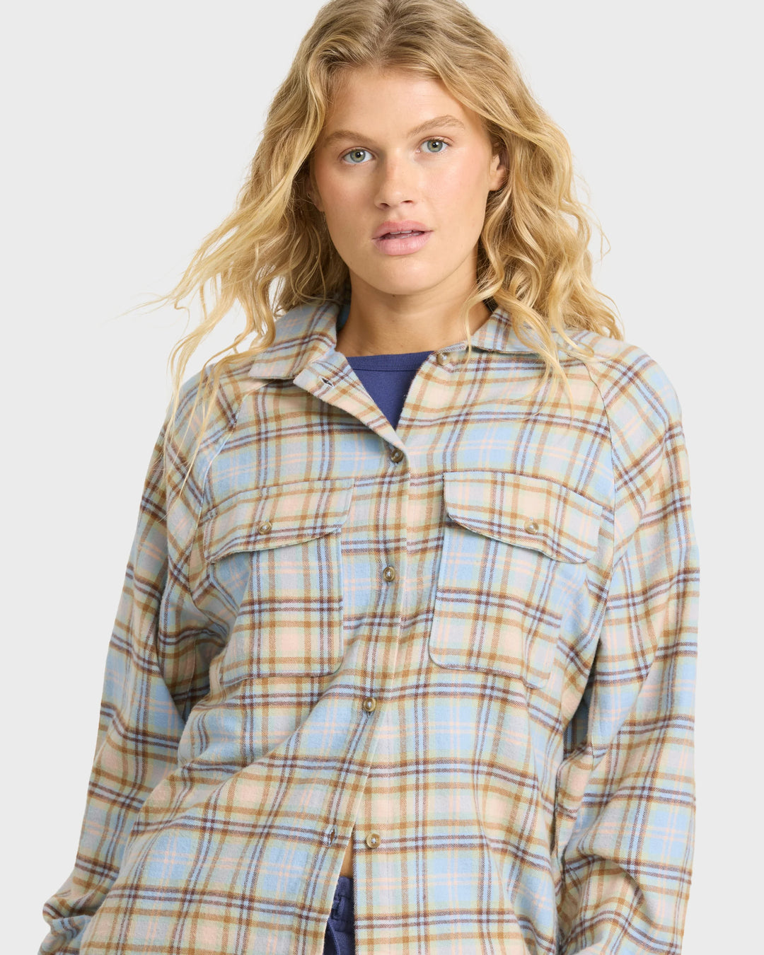Billabong Women's Coastal Breeze Long Sleeve Flannel Shirt - Cornflower - Sun Diego Boardshop