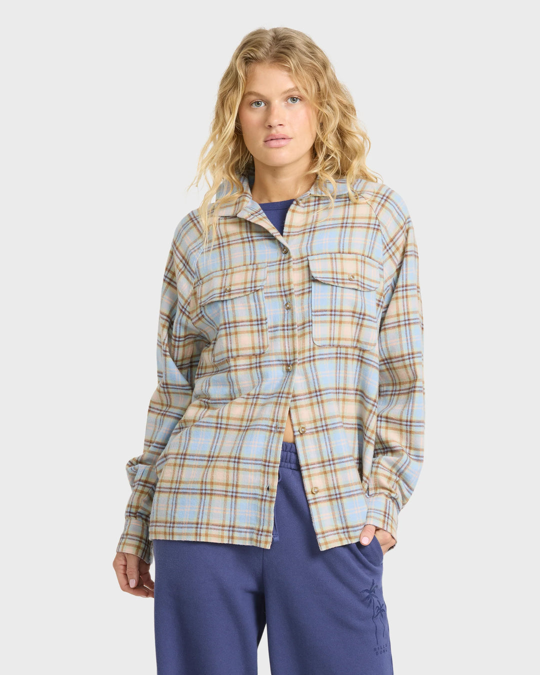 Billabong Women's Coastal Breeze Long Sleeve Flannel Shirt - Cornflower - Sun Diego Boardshop