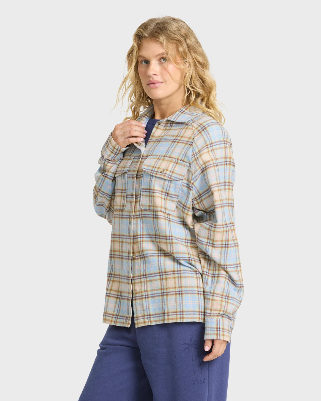 Billabong Women's Coastal Breeze Long Sleeve Flannel Shirt - Cornflower - Sun Diego Boardshop