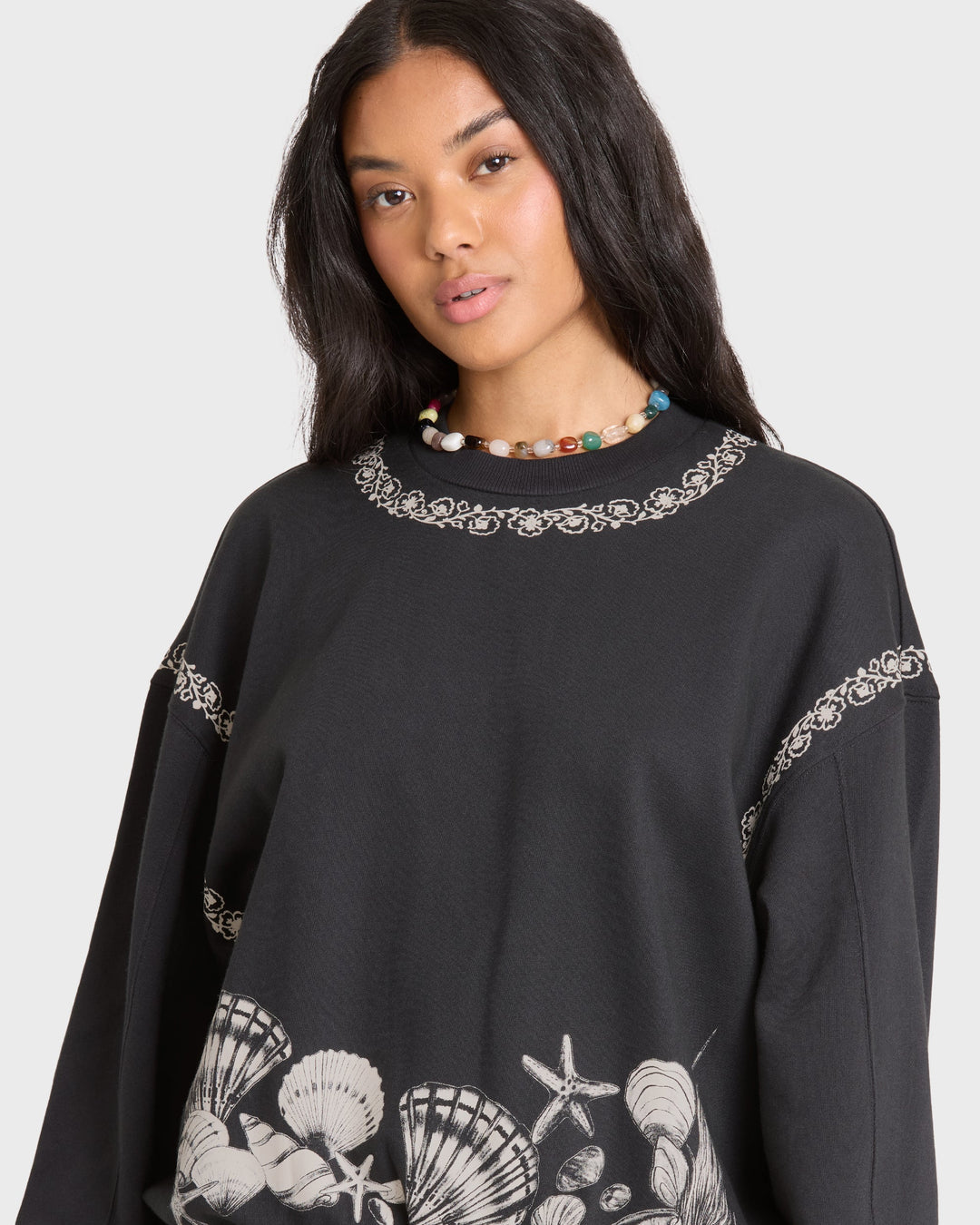 Billabong Women's Sea Treasure Kendal Crewneck Sweatshirt - Black Sands - Sun Diego Boardshop