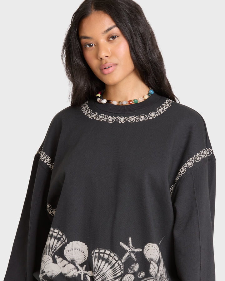 Billabong Women's Sea Treasure Kendal Crewneck Sweatshirt - Black Sands - Sun Diego Boardshop