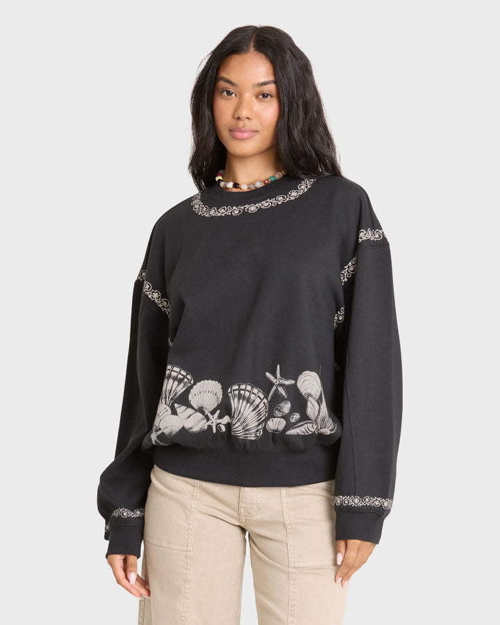 Billabong Women's Sea Treasure Kendal Crewneck Sweatshirt - Black Sands - Sun Diego Boardshop