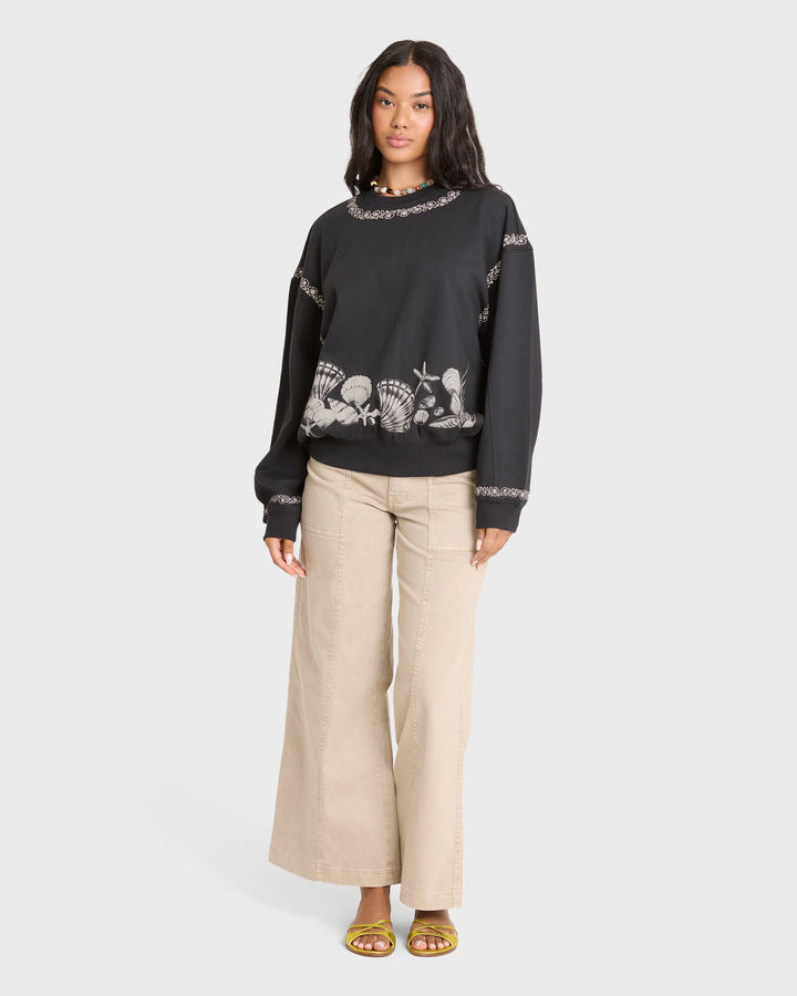 Billabong Women's Sea Treasure Kendal Crewneck Sweatshirt - Black Sands - Sun Diego Boardshop