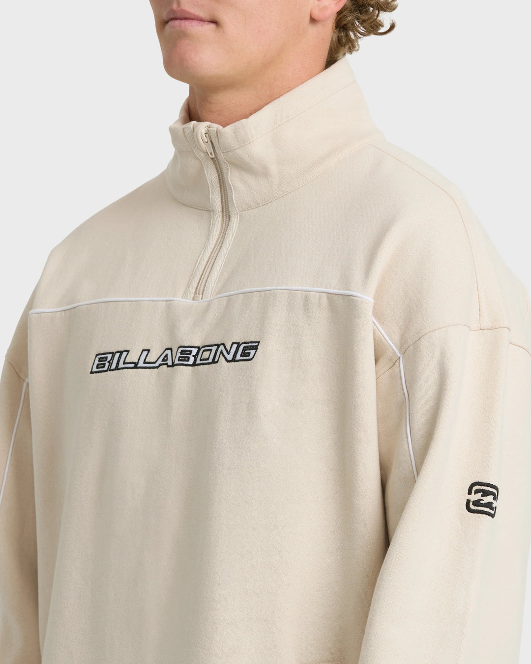 Billabong Men's Bad Dog Progress Mock Neck Quarter-Zip Sweatshirt - Oatmeal - Sun Diego Boardshop