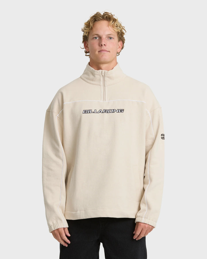 Billabong Men's Bad Dog Progress Mock Neck Quarter-Zip Sweatshirt - Oatmeal - Sun Diego Boardshop