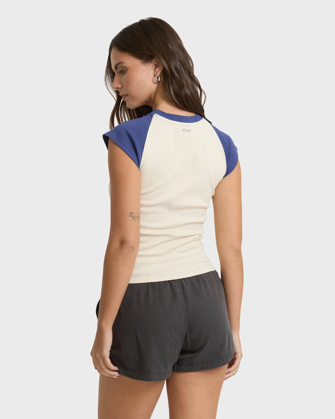 Billabong Women's Setting Sun Short Sleeve Rib Knit T-Shirt - Classic Navy - Sun Diego Boardshop