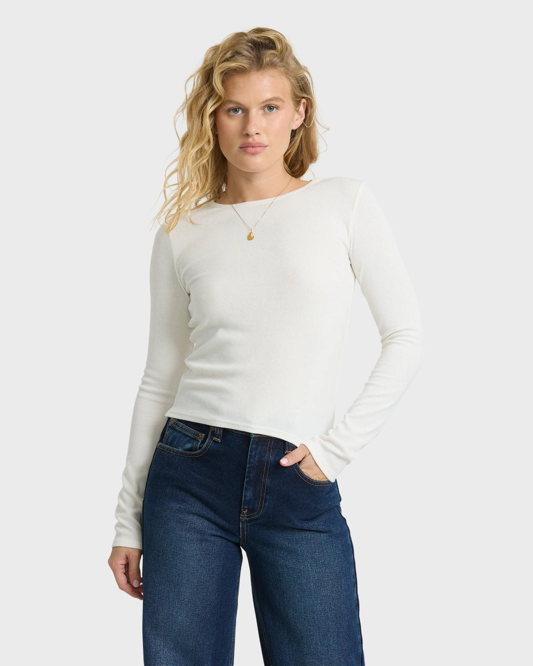 Billabong Women's All I Need Long Sleeve Knit Top - White Cap - Sun Diego Boardshop