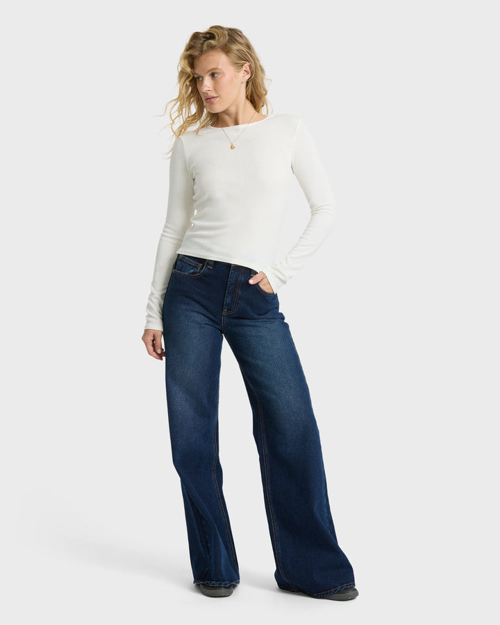 Billabong Women's All I Need Long Sleeve Knit Top - White Cap - Sun Diego Boardshop