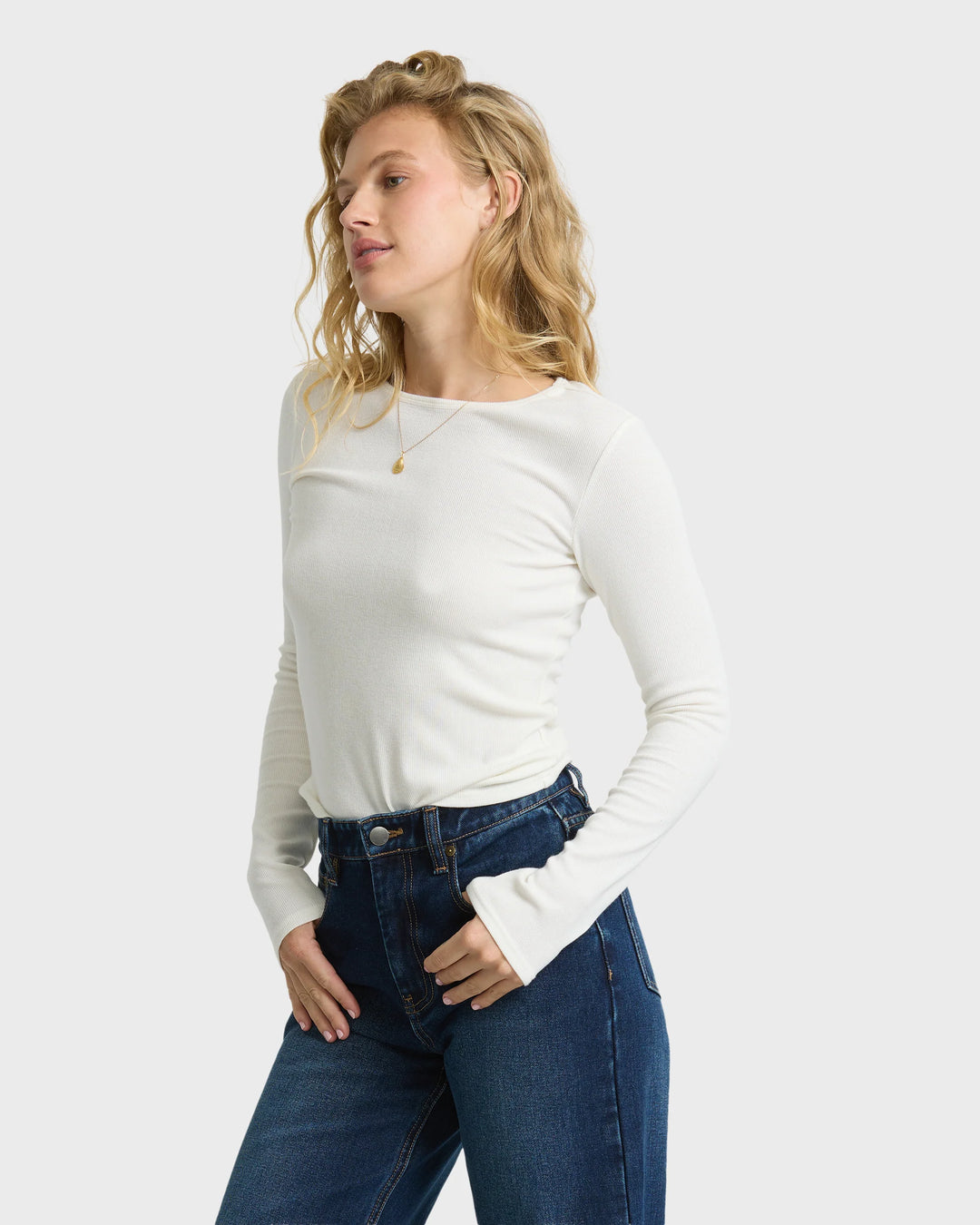 Billabong Women's All I Need Long Sleeve Knit Top - White Cap - Sun Diego Boardshop