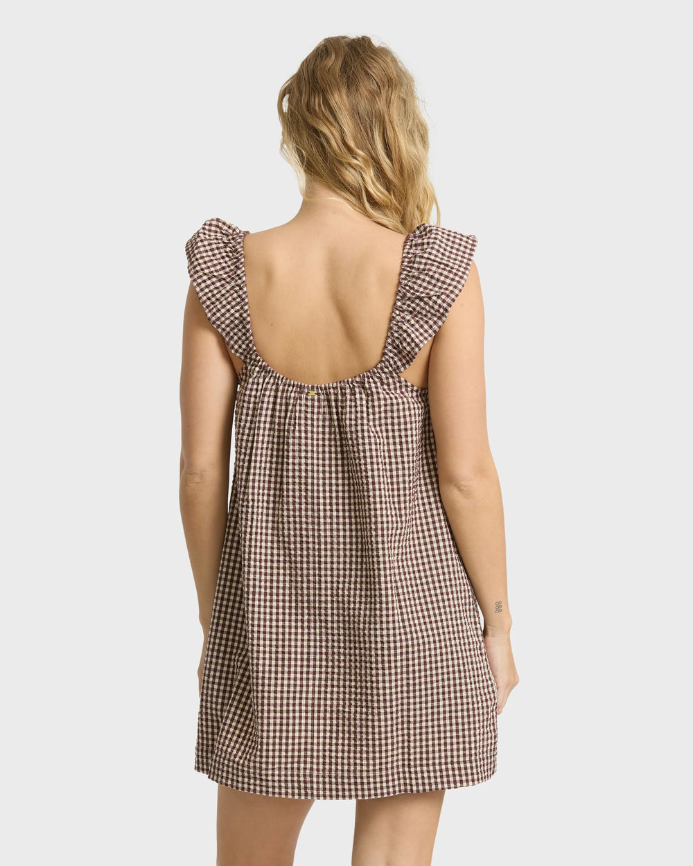 Billabong Women's Dainty Check Mini Dress - Teak - Sun Diego Boardshop