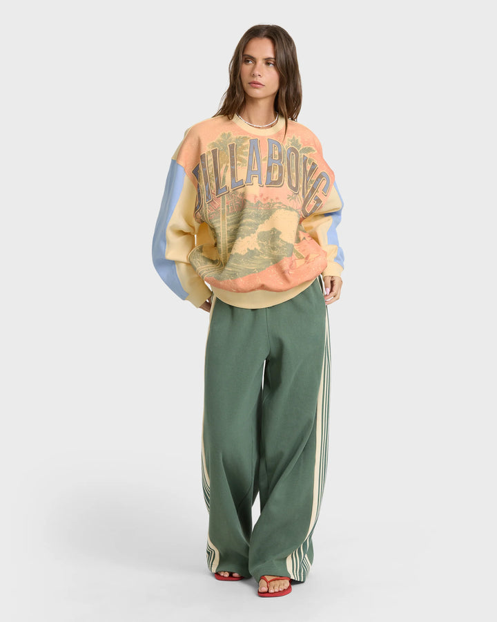 Billabong Women's Surf Club Kendal Crewneck Sweatshirt - Light Yellow - Sun Diego Boardshop