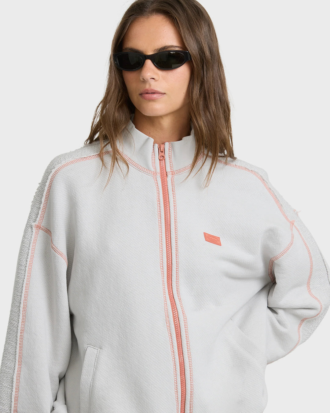 Billabong Women's Trail Side Fleece Bomber Jacket - Light Gray - Sun Diego Boardshop
