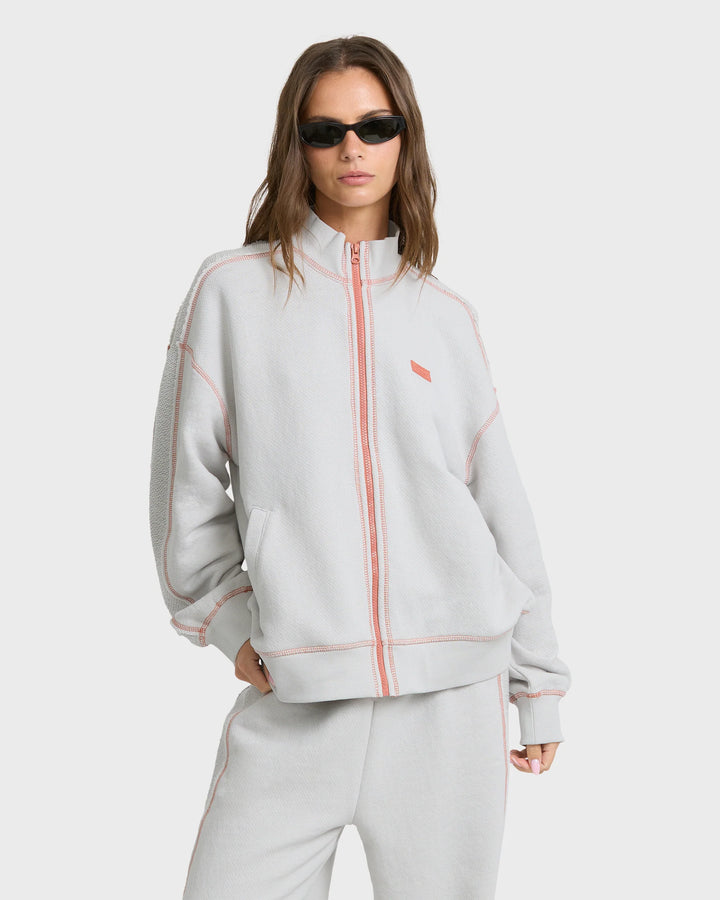Billabong Women's Trail Side Fleece Bomber Jacket - Light Gray - Sun Diego Boardshop