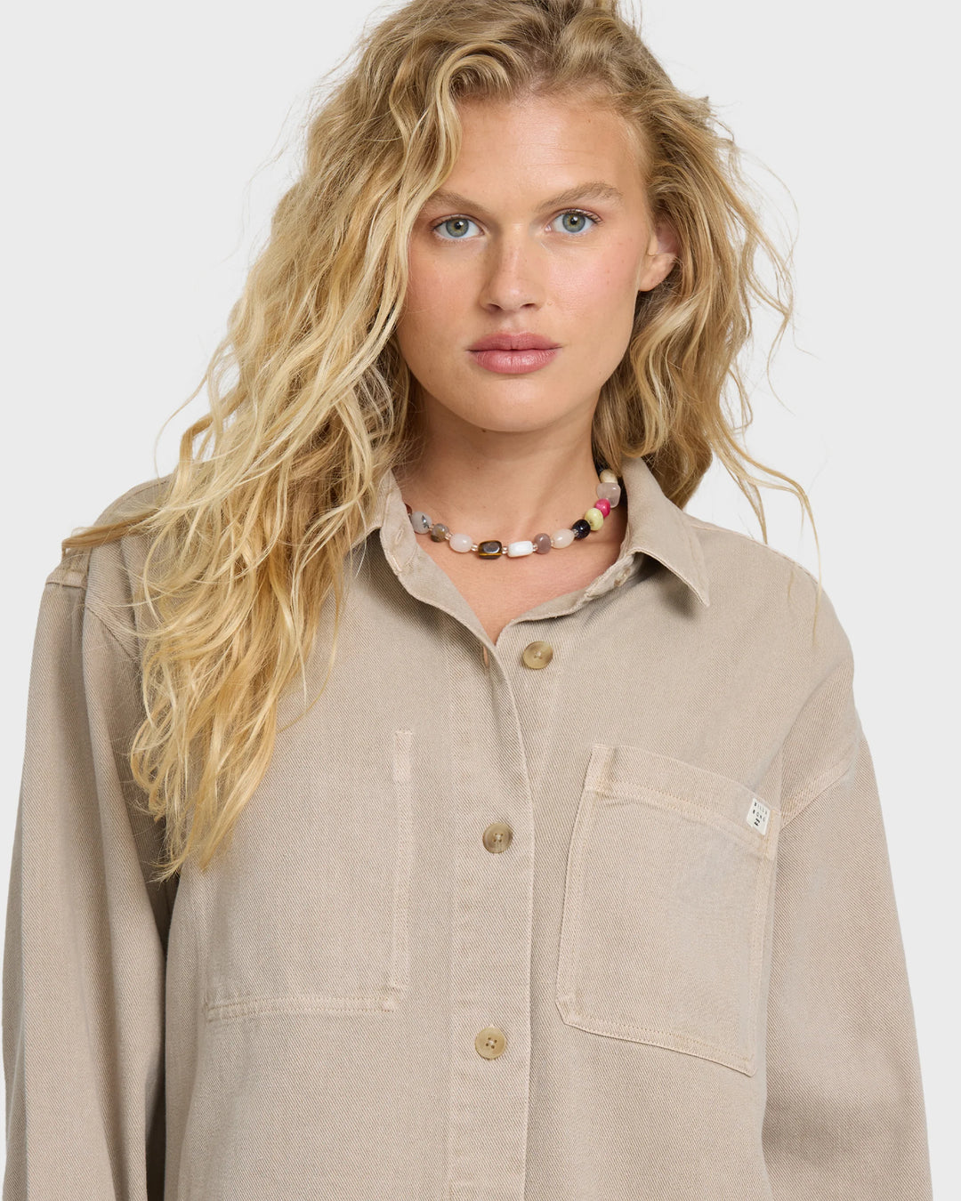 Billabong Women's Washed Ashore 2 Long Sleeve Woven Overshirt - Cobblestone - Sun Diego Boardshop