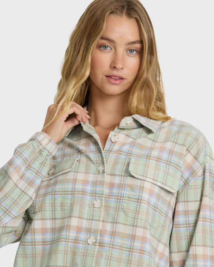 Billabong Women's Adventure Division Bear Trap Long Sleeve Corduroy Shirt - Crystal Green - Sun Diego Boardshop