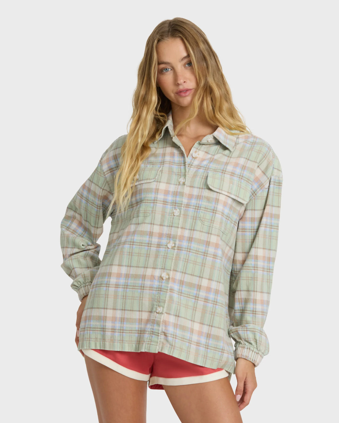 Billabong Women's Adventure Division Bear Trap Long Sleeve Corduroy Shirt - Crystal Green - Sun Diego Boardshop