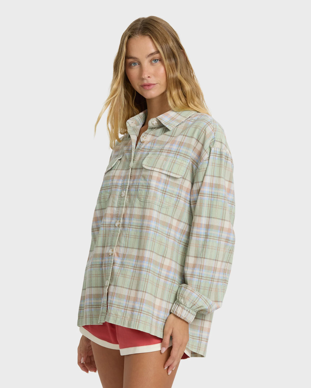 Billabong Women's Adventure Division Bear Trap Long Sleeve Corduroy Shirt - Crystal Green - Sun Diego Boardshop