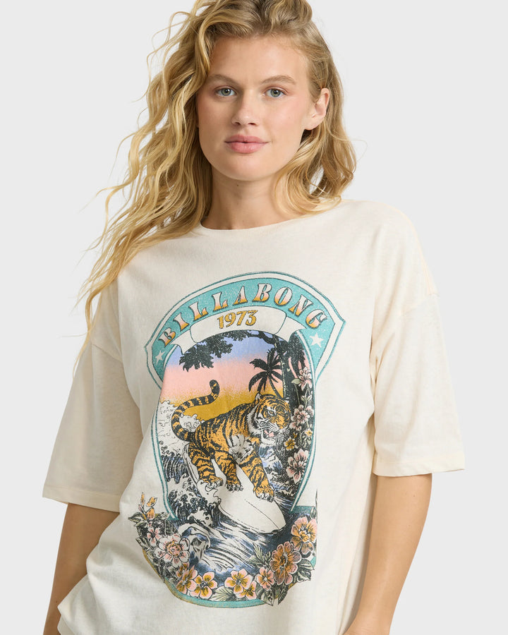 Billabong Women's Find Your Stripes Short Sleeve Jersey T-Shirt - White Cap - Sun Diego Boardshop