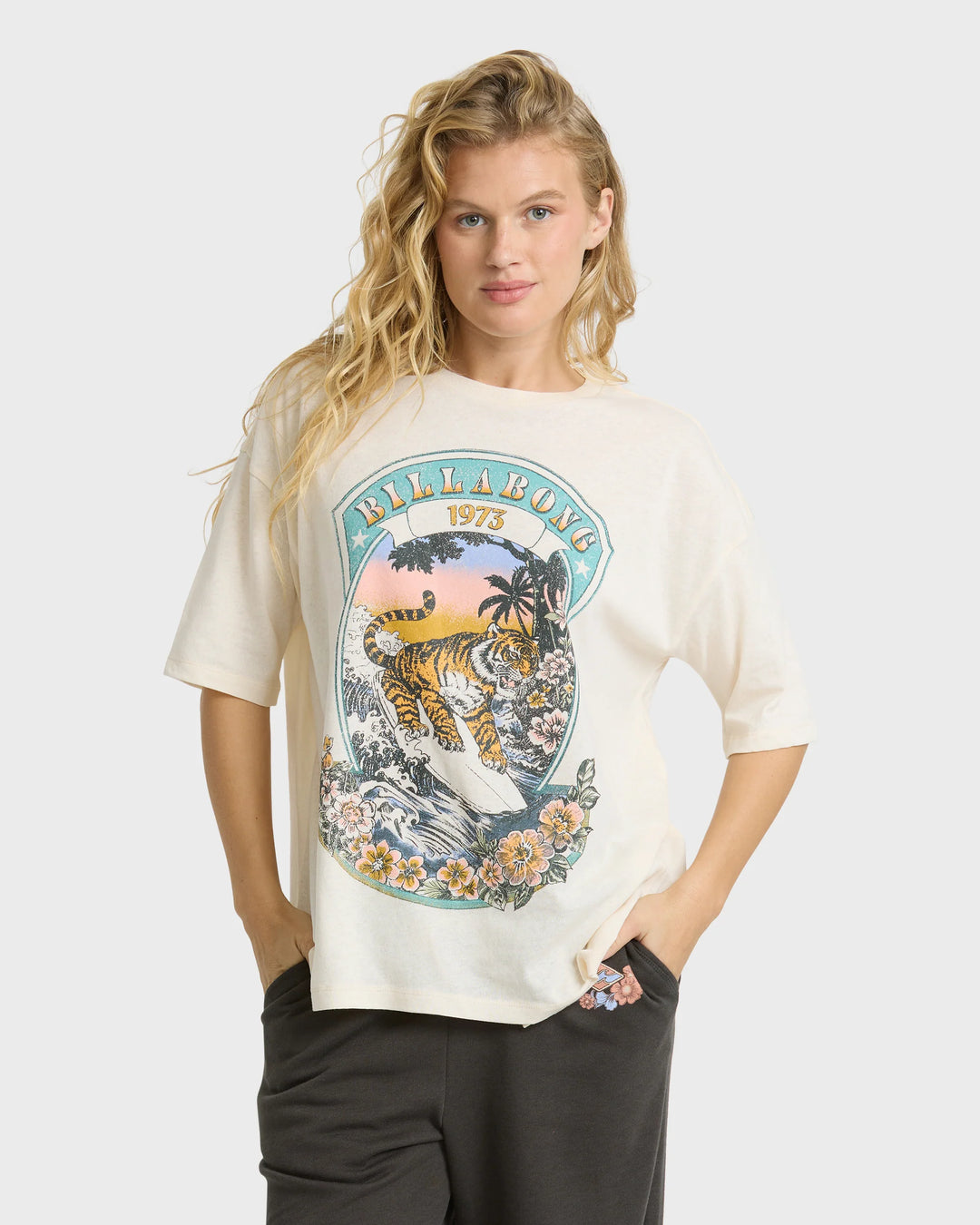 Billabong Women's Find Your Stripes Short Sleeve Jersey T-Shirt - White Cap - Sun Diego Boardshop