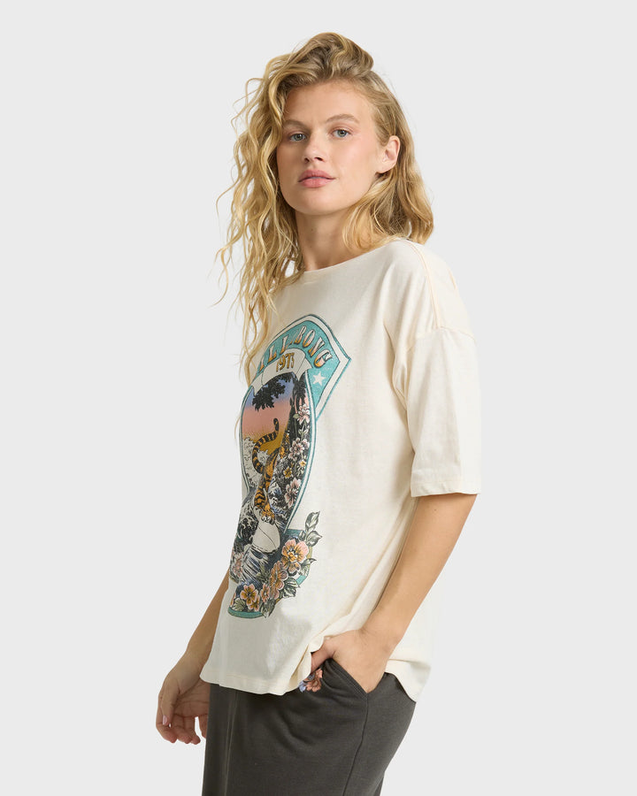Billabong Women's Find Your Stripes Short Sleeve Jersey T-Shirt - White Cap - Sun Diego Boardshop