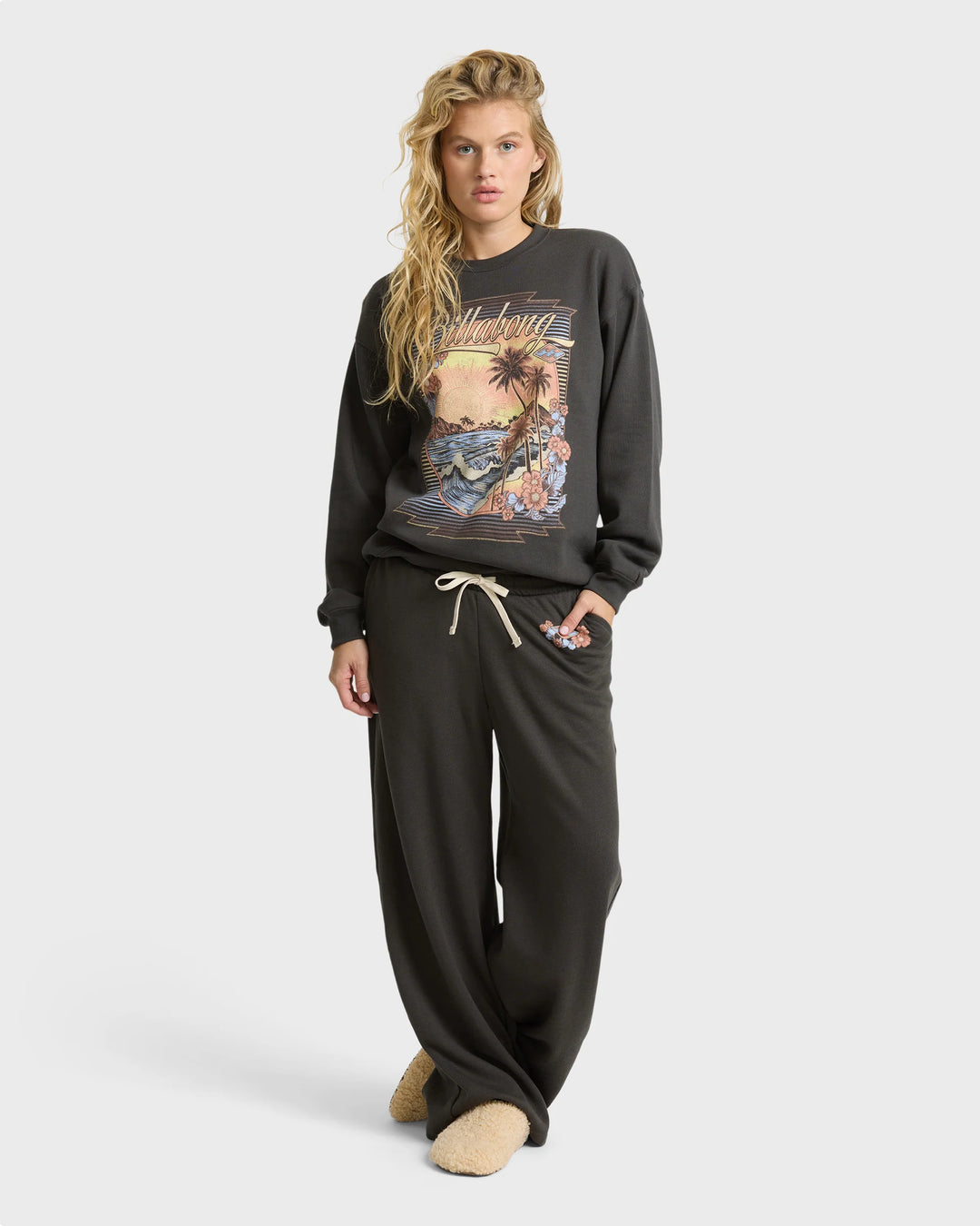 Billabong Women's What A View Fleece Sweatpants - Off Black - Sun Diego Boardshop