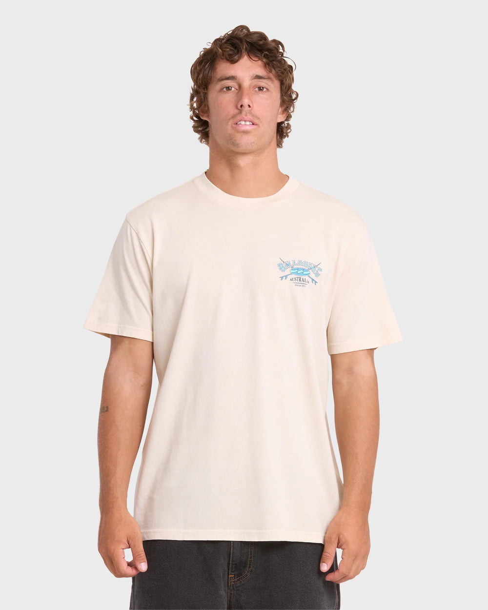 Billabong Men's Heritage Arch Wave Washed Premium Short Sleeve Cotton T-Shirt - Oatmeal - Sun Diego Boardshop