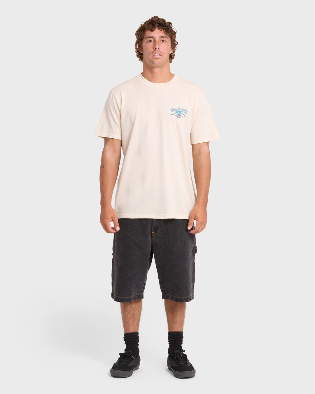 Billabong Men's Heritage Arch Wave Washed Premium Short Sleeve Cotton T-Shirt - Oatmeal - Sun Diego Boardshop