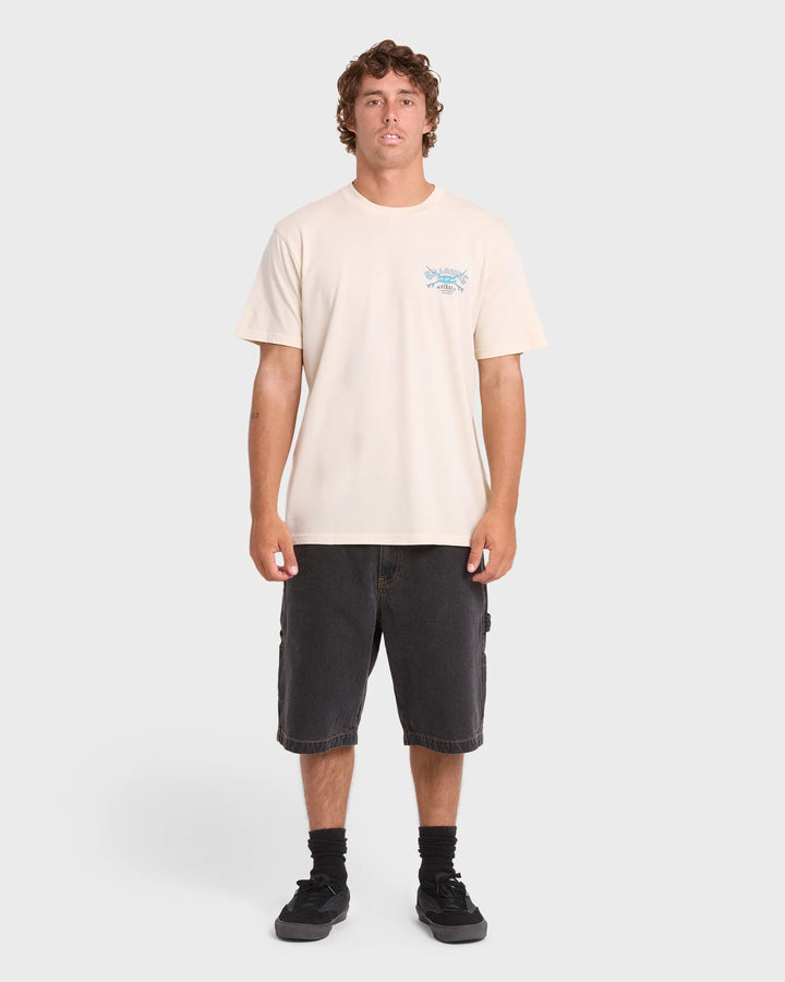 Billabong Men's Heritage Arch Wave Washed Premium Short Sleeve Cotton T-Shirt - Oatmeal - Sun Diego Boardshop